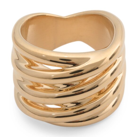 MILOR GOLD Made In Italy 14kt Gold Highway Ring - Picture 1 of 2